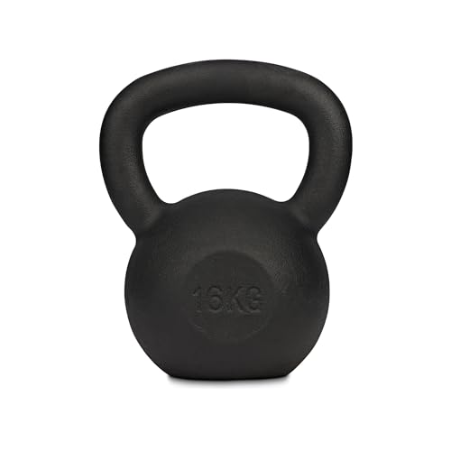 Athlyt Cast-Iron Kettlebell, Negro (Black), 16kg