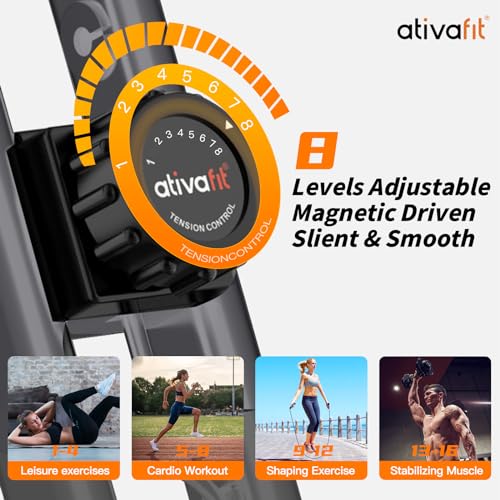 ATIVAFIT Bicicleta de Ciclismo Interior Plegable magnética Vertical Bicicleta estática giratoria reclinable Bicicleta de Ejercicio