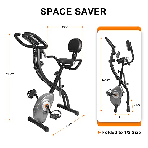 ATIVAFIT Bicicleta de Ciclismo Interior Plegable magnética Vertical Bicicleta estática giratoria reclinable Bicicleta de Ejercicio