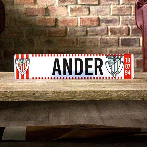 Atletic Club de Bilbao - Matricula Metacrilato Personalizada Equipo de Futbol - Matricula con Nombre - 38cm x 8cm - Placa Impresion Directa - Nombres Decorativos Personalizados