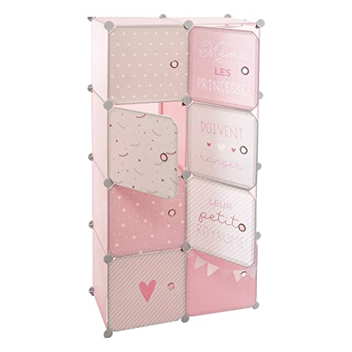 ATMOSPHERA CREATEUR D'INTERIEUR - Armario con Almacenamiento y Barra modulable para habitación Infantil, Color Rosa, 124 cm de Altura