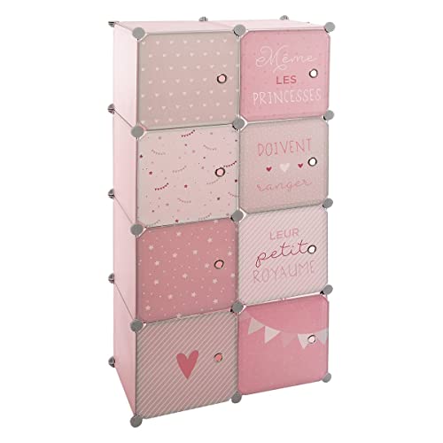 ATMOSPHERA CREATEUR D'INTERIEUR - Armario con Almacenamiento y Barra modulable para habitación Infantil, Color Rosa, 124 cm de Altura