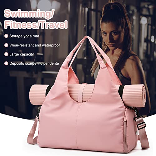 Aucuu Bolsa Gimnasio Grande, Bolsa grande para esterilla de yoga, Bolsa Yoga Esterilla Mujeres Deportiva, Bolsa con Compartimento, Bolsa para mujer con bolsillos multifuncionales con cremallera