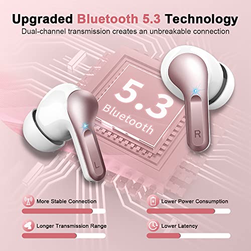 Auriculares Inalámbricos, 2023 Auriculares Bluetooth 5.3 con HD Micrófono, HiFi Estéreo, Cascos Inalambricos Bluetooth Pantalla LED Doble, 40H In-Ear Auriculares IP7 Impermeable, Control Táctil, USB-C