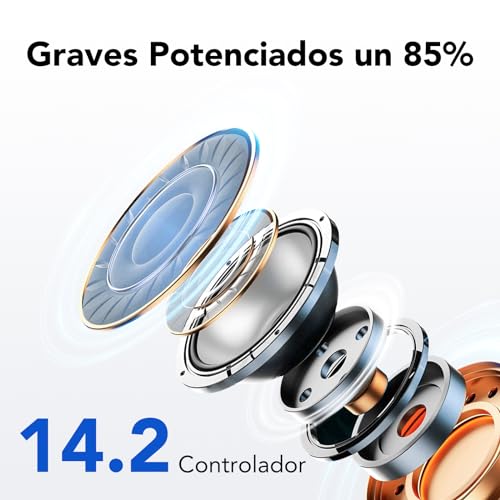 Auriculares Inalámbricos Bluetooth, Auriculares Bluetooth 5.3, 4 Mic con Reducción de Ruido ENC, 50H con Graves, Cascos Inalambricos Bluetooth IPX7 Impermeable, Carga Rápida USB-C, Ajuste Cómodo