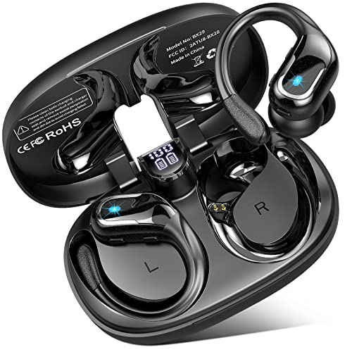 Auriculares Inalambricos Deportivos, 2023 Auriculares Bluetooth 5.3 con 4 HD Micro y Cancelacion Ruido ENC, 75H Cascos Inalambricos Bluetooth, IP7 Impermeable, Auriculares in Ear Tipo C/Running, Negro