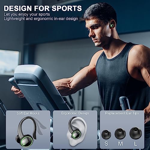 Auriculares Inalámbricos Deportivos, Auriculares Bluetooth 5.3 con HD Mic, 50H de Reproducción, Cascos Inalambricos con HiFi Estéreo y Cancelacion Ruido ENC, IP7 Impermeable, Carga Rápida USB-C, 2023