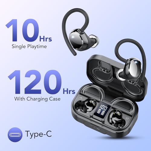 Auriculares Inalambricos Deportivos, Auriculares Bluetooth 5.3 con powerbank, 120H HiFi Estéreo con 4HD Micro y Cancelacion Ruido ENC, IPX7 Impermeable, Cascos Inalambricos in Ear Running