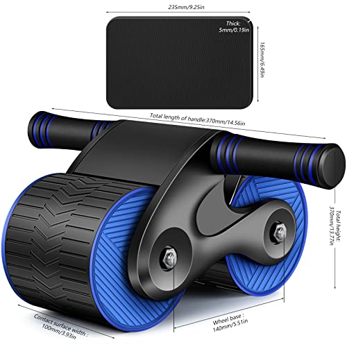 Automatic Rebound Abdominal Wheel,Automatic Rebound Belly Wheel with Knee Mat,Equipo De Ejercicio Con Rueda,Máquina de Ejercicios Abdominales,Ab Para Principiantes Entrenamientos De Núcleo Abdominal