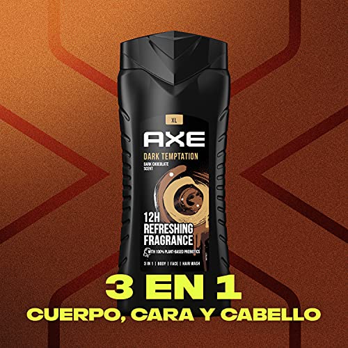 Axe Gel de Ducha y Champú para Hombre Dark Temptation 3en1 400ml - Pack de 4