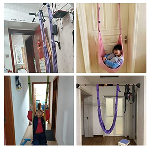 AYNEFY Correa Aérea Elástico Cojinete Fuerte Capacidad Ajustable Camilla de Pierna Plegable Flexibilidad Entrenador Yoga Fitness Band para Cintura Danza Yoga (Rosa)