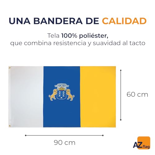 AZ FLAG - Bandera Canarias - 90x60 cm - Bandera Canaria 100% Poliéster con Ojales de Metal Integrados - 50g - Colores Vivos Y Resistente A La Decoloración