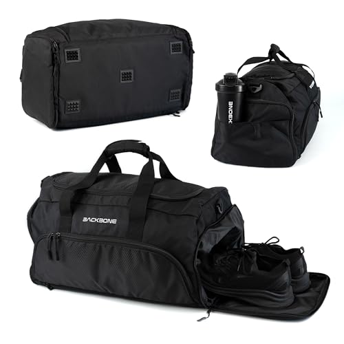 BACKBONE TRAINING Kit Gimnasio Gym Ready Contiene Bolsa Duffle Funcional, Toalla de algodón, Straps Powerlifting Bodybuilding, Comba para Saltar y Botella mezcladora