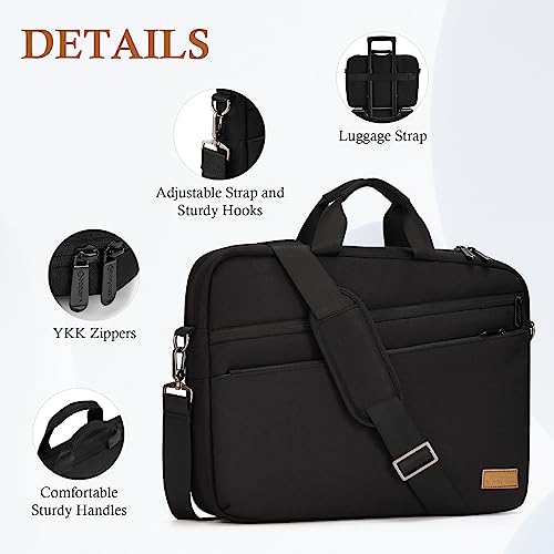 Bagasin 15,6 Bandolera para Portátil Maletín Premium para Laptop hasta 15 16 Expandible Portatil Funda Protectora Hidrófugo Bolsa del Hombro Bolsa de Computadora