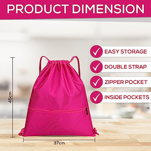 BAGNU - Mochila Deportiva Cuerdas - Bolsa Deporte - Mochila Tela Cuerdas - Saco Unisex - Bolsa Gimnasio - Color Magenta -