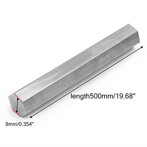 BAIWANLIN Barra Hexagonal de Acero Inoxidable 304 sólido Varilla hexágono Cepillado Longitud del Lado opuesto5mm-16mm Longitud500mm,9mm*500mm