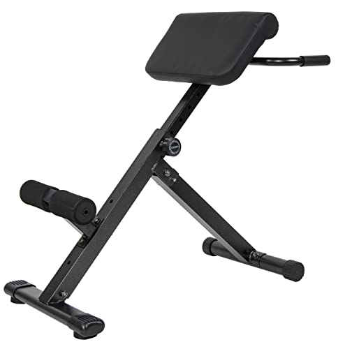 BalanceFrom Silla romana ajustable, banco de hiperextensión con asa, capacidad de 300 libras, color negro