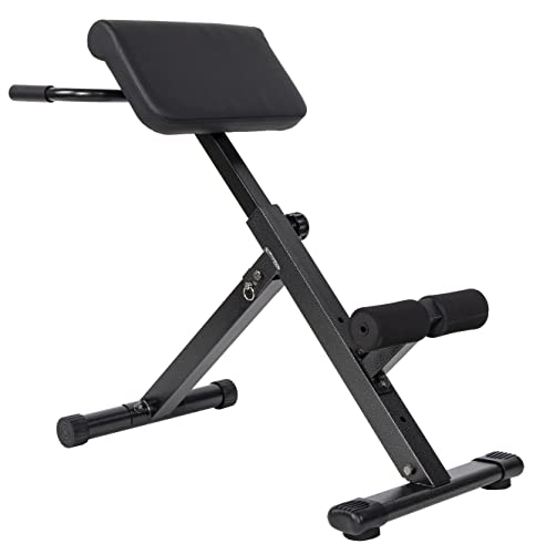 BalanceFrom Silla romana ajustable, banco de hiperextensión con asa, capacidad de 300 libras, color negro