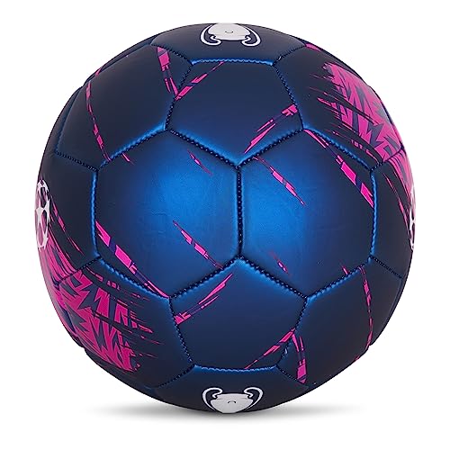 Balón Champions League - Pelota de fútbol oficial para adultos y niños. Tamaño grande 5 (azul marino rosa).