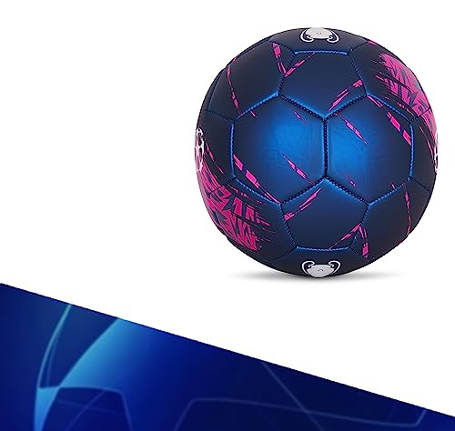 Balón Champions League - Pelota de fútbol oficial para adultos y niños. Tamaño grande 5 (azul marino rosa).