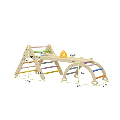 BanaSuper 3 en 1 Triángulo de Escalada Colorido con Escalera Rampa y Arco Conjunto de Climber Triangular Juguetes de Escalada Montessori para Niños Gimnasio de Juego en Interiores Regalo para Niños