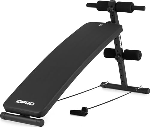 Banca de Abdominales Zipro Slant: Banco de Fitness con Respaldo Ajustable de 5 Posiciones, Soporta 200kg, Inclinación Ajustable de 20-30 Grados, Banco de Entrenamiento con 2 Cables