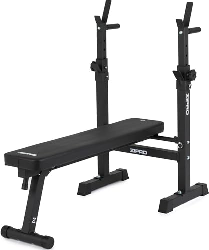 Banca de Press de Banca Zipro Core: Banco de Fitness con Ajuste de Soportes de Pesas, Plegable Bench Press con Agarres para Flexiones, Capacidad Total de 230kg, Estación de Entrenamiento sin Barra