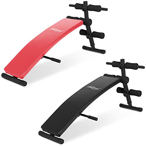 Banco de Abdominales - con Fijación de Piernas, Plegable, 60-72cm (4 Niveles) Ajustable en Altura, Negro o Rojo - Banco de Pesas Multifunción