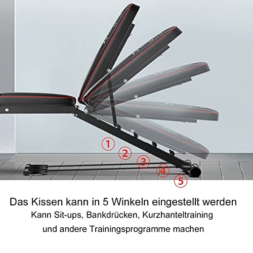 Banco de Entrenamiento Ajustable Plegable con Inclinación Multipropósito y Declinación para Ejercicio Corporal, Prensa para Gimnasio en Casa, Carga Máxima 250 Kg(132 * 113 * 46cm)