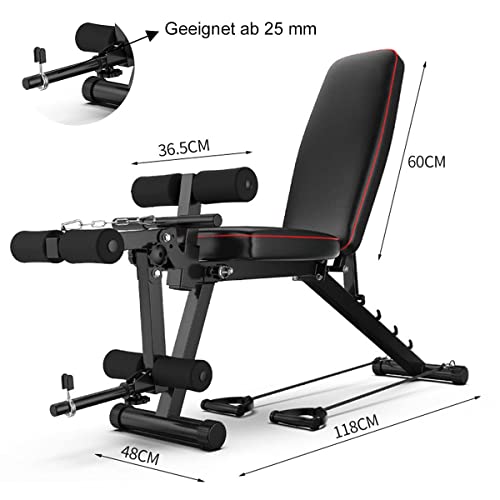 Banco de Entrenamiento Ajustable Plegable con Inclinación Multipropósito y Declinación para Ejercicio Corporal, Prensa para Gimnasio en Casa, Carga Máxima 250 Kg(132 * 113 * 46cm)