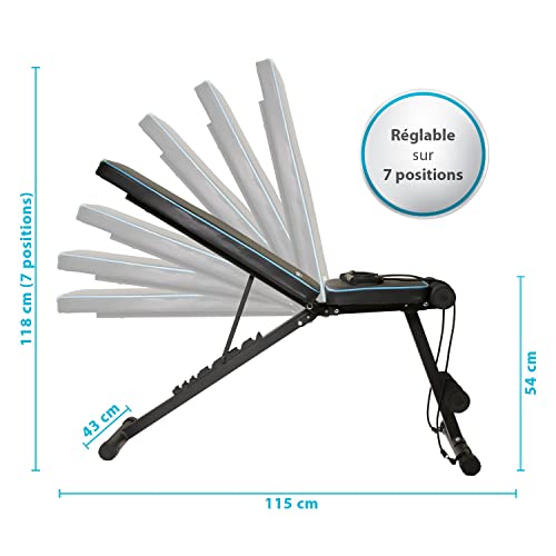 Banco de Musculacion ATHENA Multifuncion Plegable con correas de resistencia y respaldo inclinable