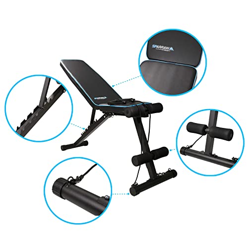 Banco de Musculacion ATHENA Multifuncion Plegable con correas de resistencia y respaldo inclinable