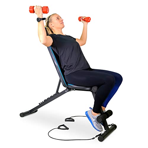 Banco de Musculacion ATHENA Multifuncion Plegable con correas de resistencia y respaldo inclinable