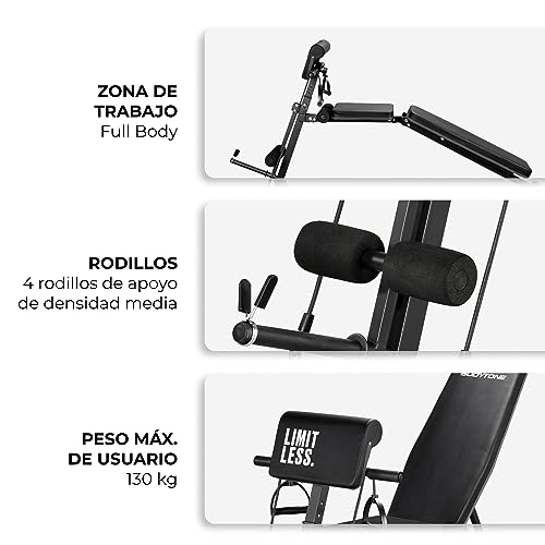 Banco multifunción de pesas ajustable y plegable para Fitness. Máquina de gimnasio para hogar y entrenamiento de cuerpo entero - Bodytone DB3