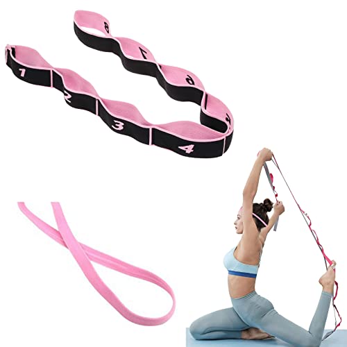 Banda Elástica de Yoga,Banda Elástica de Ejercicio,Banda de Estiramiento,Banda Elástica de Resistencia con 8 Anillos,Cinturón de Yoga de Múltiples Bucles,Elásticas Deporte Cintas para Fitness,Gimnasia