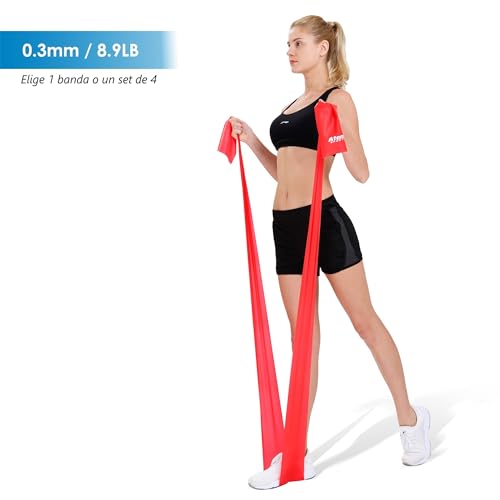 Banda Elástica [Única o Set de 4] | 1,2m/2m Bandas de Resistencia para Fisioterapia, Fitness, Musculación y Entrenamiento | Cintas Elásticas (1,2m, 3 Azul (Fuerte))