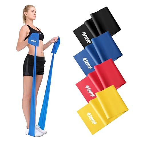 Banda Elástica [Única o Set de 4] | 1,2m/2m Bandas de Resistencia para Fisioterapia, Fitness, Musculación y Entrenamiento | Cintas Elásticas (1,2m, 3 Azul (Fuerte))