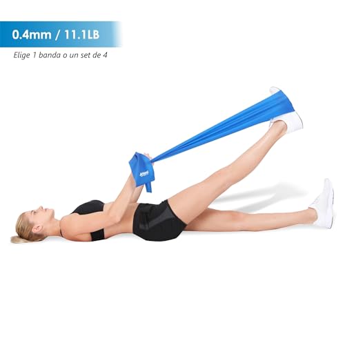 Banda Elástica [Única o Set de 4] | 1,2m/2m Bandas de Resistencia para Fisioterapia, Fitness, Musculación y Entrenamiento | Cintas Elásticas (1,2m, 3 Azul (Fuerte))