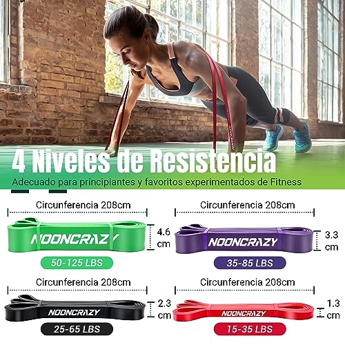 Bandas de Resistencia, 4 Gomas Elasticas Musculacion de Diferentes Resistencias, con el Anclaje de Puerta y Manijas, Adecuado para, Entrenamiento, Fisioterapia