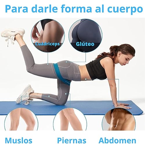 Bandas Elasticas Fitness/Bandas Ejercicios Gluteos/Bandas de Resistencia Especial para Ejercicios Piernas Gym, Pilates, Yoga, Crossfit, Musculacion/Antideslizante. (Set Bandas Estrechas)