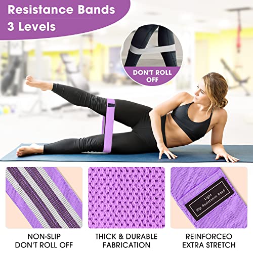 Bandas Elasticas Musculacion, Bandas Elasticas Antideslizante, Banda Elastica Fitness de Tela, Gomas Elasticas Musculacion para Gluteos, Piernas, Pilates,Fisioterapia, Hombre y Mujer