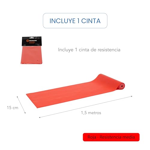 Bandas elasticas musculacion para Fitness, Yoga, Pilates, Fisioterapia y Rehabilitacion. Gomas elasticas musculacion con Diferentes Resistencia. Bandas elasticas Marca C+I. (Rojo)