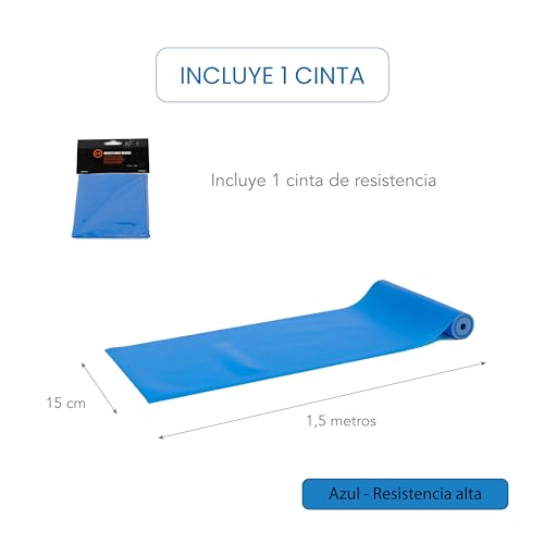 Bandas elasticas musculacion para Fitness, Yoga, Pilates, Fisioterapia y Rehabilitacion. Gomas elasticas musculacion con Diferentes Resistencia. Bandas elasticas Marca C+I. (Azul)