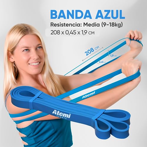 Bandas Elásticas Set de 3 | Juego de Bandas de Resistencia para Dominadas, Calistenia, CrossFit y Musculacion | Gomas Elásticas Largas para Entrenamiento en Casa o Gimnasio