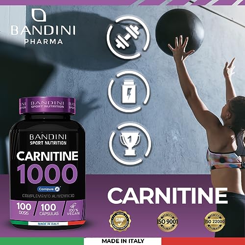 Bandini® L CARNITINA 1000mg con Premium Carnipure® - 100 Tabletas (100 dosis, 100 días) - Suplemento Deportivo a base de L-Carnitina Tartrato - Carnitine Comprimidos Vegan Resistencia y Rendimiento