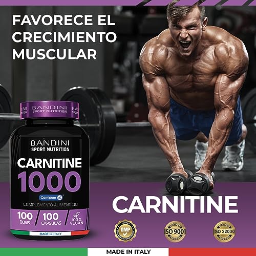 Bandini® L CARNITINA 1000mg con Premium Carnipure® - 100 Tabletas (100 dosis, 100 días) - Suplemento Deportivo a base de L-Carnitina Tartrato - Carnitine Comprimidos Vegan Resistencia y Rendimiento