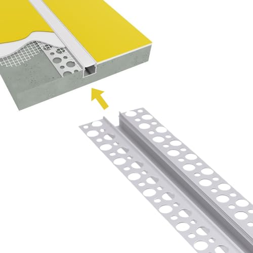 Barra perfiles Unión paneles de yeso con canal para iluminación LED, barras de 2 m, empotradas retráctiles + cubierta de luz continua (plana - plana)