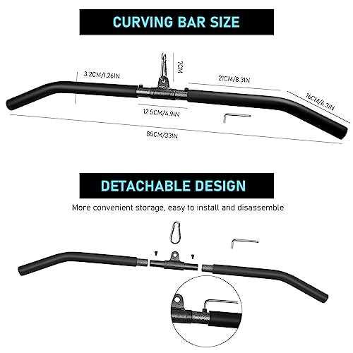 Barra Poleas, 85cm Desmontable Barra Espalda Polea con Junta Giratoria Barra Dorsal Polea para Pull Down Máquinas Barra Espalda Gimnasio Entrenamiento de los Hombros, Espalda, Tríceps
