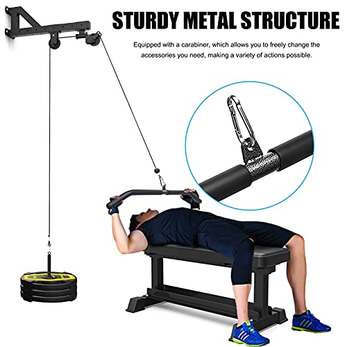 Barra Poleas Gym, Barra Poleas Gimnasio en Casa para Lat Pulldown Máquinas Barra Espalda Polea con Mosquetón Barra Dorsal Polea Entrenamiento de los Hombros, Espalda, Tríceps (94cm)