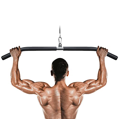 Barra Poleas Gym, Barra Poleas Gimnasio en Casa para Lat Pulldown Máquinas Barra Espalda Polea con Mosquetón Barra Dorsal Polea Entrenamiento de los Hombros, Espalda, Tríceps (94cm)